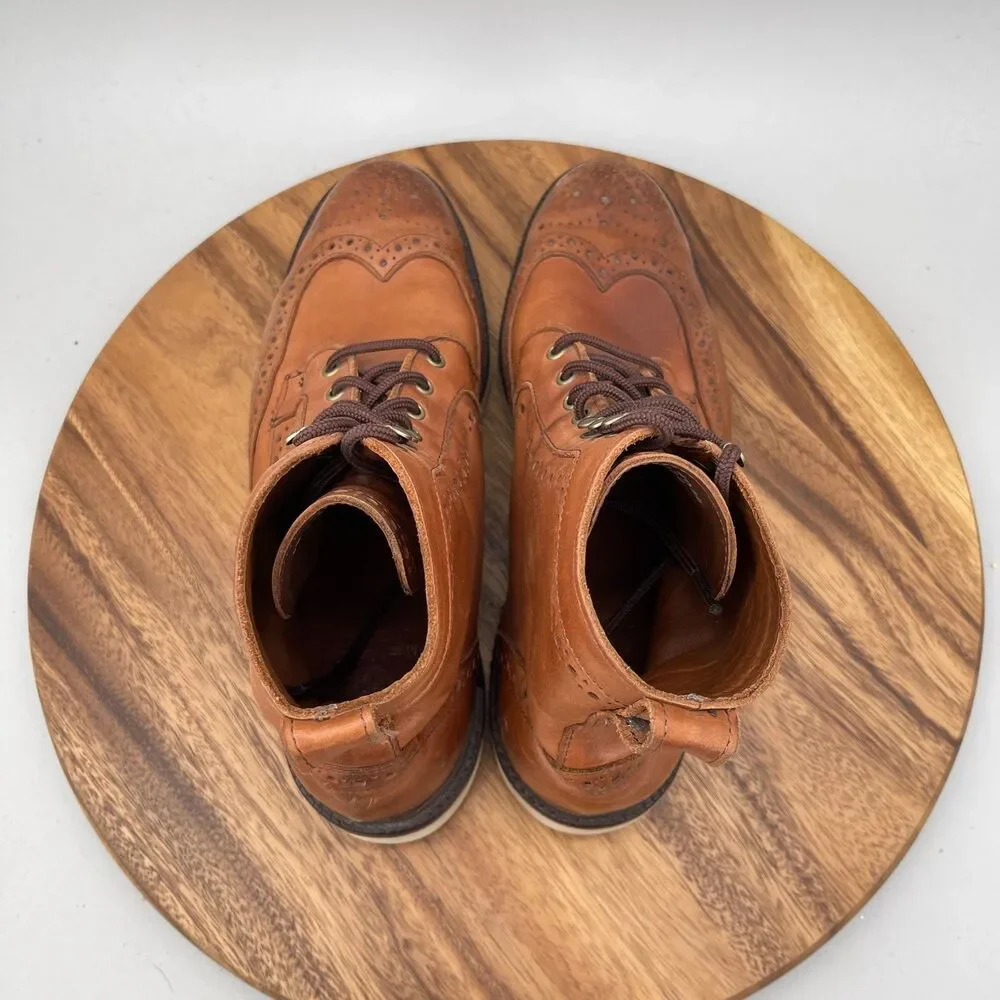 Allen Edmonds Boots Mens Size 12 D Wingtip Dress Walnut Leather Burnished